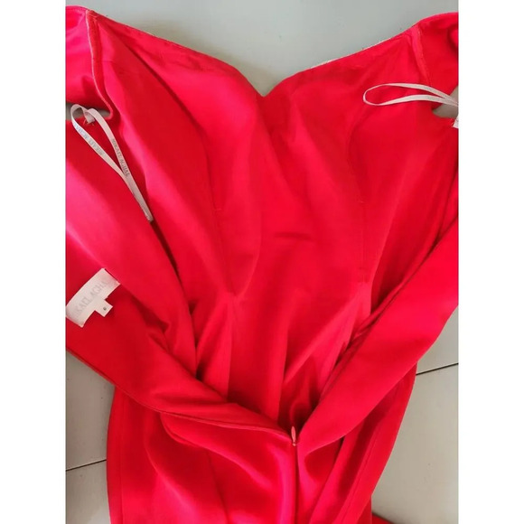 Mikael Aghal Mermaid V-neck Embellished Gown Maxi Dress Size 6 Red #1J403 - Picture 11 of 12